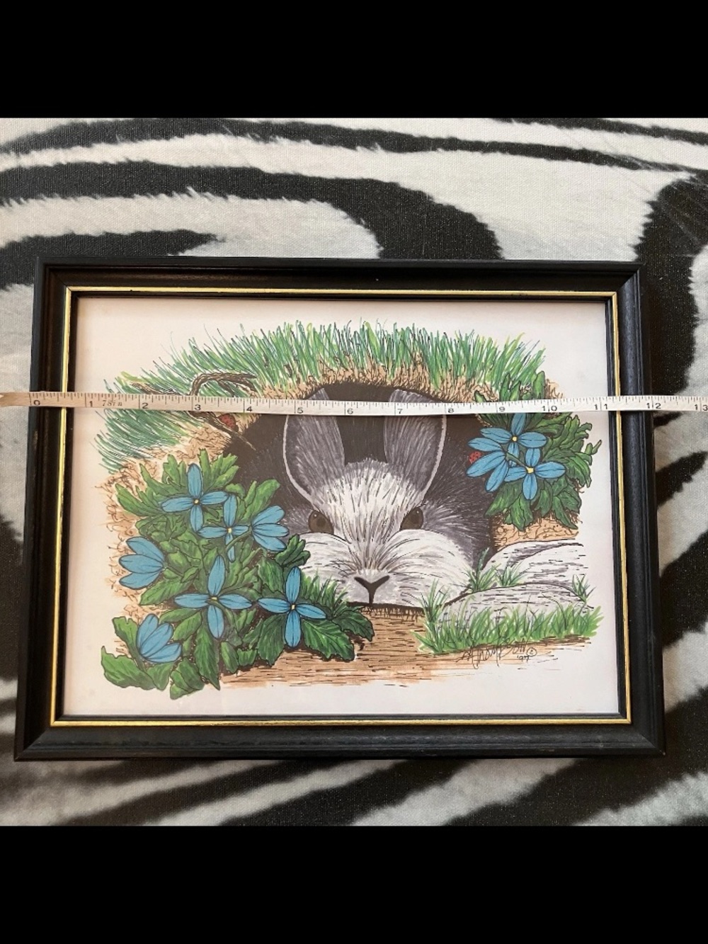 Vintage Rabbit Bunny Woodland Nature Art Print Framed  Easter Cottagecore - Picture 4 of 6